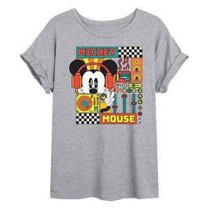 Women's - Disney - Mickey Mouse Rhythm Waves Oversized Graphic T-Shirt - 1 of 4