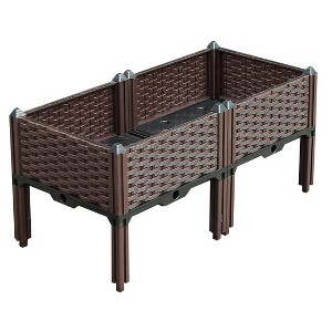 HomeRoots 32" X 16" Dark Brown Heavy Duty Plastic Rectangular Self Watering Raised Garden Bed - 1 of 4