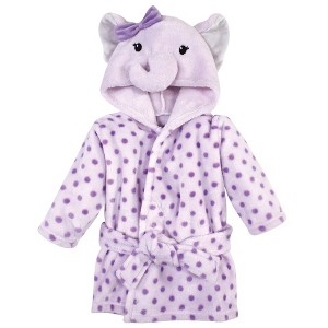 Hudson Baby Infant Boy Plush Animal Bathrobe, Purple Elephant, 0-9 Months - 1 of 2