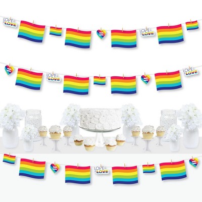 Big Dot of Happiness Love is Love - Gay Pride - LGBTQ Rainbow Party DIY Decorations - Clothespin Garland Banner - 44 Pieces