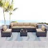 ALAULM Patio Furniture 7 Pieces Outdoor Sectional PE Rattan Sofa Set Brown Manual Wicker Patio Conversation Set - 2 of 4