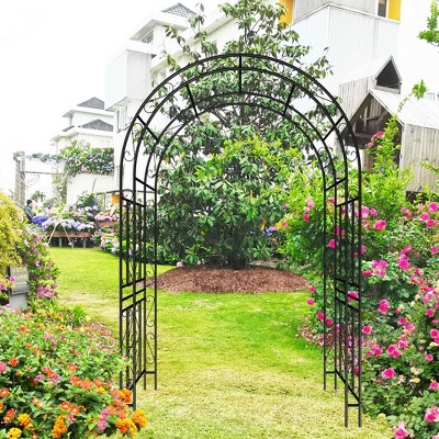 NicBex Metal Garden Arch Garden Trellis L59" x W17.71" x H90.55" Arch Rustproof Garden Tower for Garden, Black