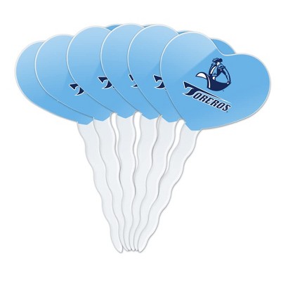 University of San Diego Toreros Heart Love Cupcake Picks Toppers Decoration Set of 6