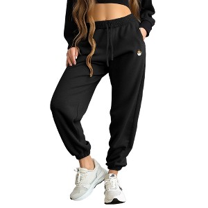 Dalix Cappuccino Embroidered Jogger Pant Soft Fleece Relaxed Fit Lounge Womens - 1 of 4