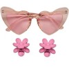 Willow & Ruby Kid's Fun Sunglasses with Hair Clip Set for Girls - Pink With Flower Hair Claws - 3 of 4