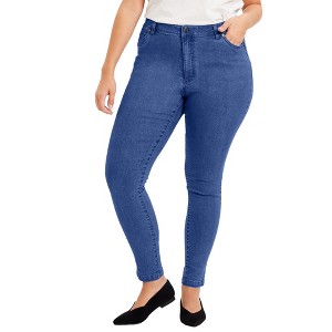 June + Vie by Roaman's Women's Plus Size Curvie Fit Skinny Jeans - 1 of 4