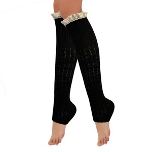 Wrapables Knitted Leg Warmers Boot Socks with Lace Trim - 1 of 4