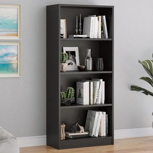 Sevobal Decorarive Bookshelf Bookcase Freestanding 4 Shelf Wood Bookshelf Adjustable Shelves for Home Office,4 Layer, Black, 24.4"*11.6"*55.9" - 1 of 4