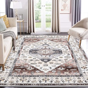 coucheta Washable Accent Area Rug Non-Slip Floor Carpet Low Pile Oriental Print Throw Rugs - 1 of 4