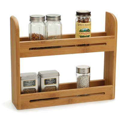 RSVP Two-Tier Natural Bamboo Spice Rack - Brown/Clear