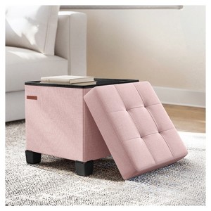 SONGMICS Storage Ottoman, Small Ottoman Foot Rest with Legs, 15 x 15 x 15.7 Inches Foot Stool, Ottoman with Storage, Load up to 660 lb, - 1 of 4