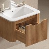 24" Wall-Mounted Floating Bathroom Vanity Bathroom Cabinet in Natural Walnut Color with Ceramic Basin and Iron Mirror Cabinet - 4 of 4