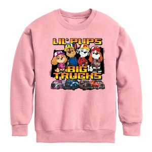 Boys' - Paw Patrol - Lil Pups Big Trucks Graphic Long Sleeve Fleece Sweatshirt - 1 of 4