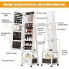 360°Swivel Jewelry Armoire, Lockable Standing Jewelry Organizer with Mirror, Drawers and Wheels, Jewelry Armoire with Collapsible Makeup Stand - 3 of 4