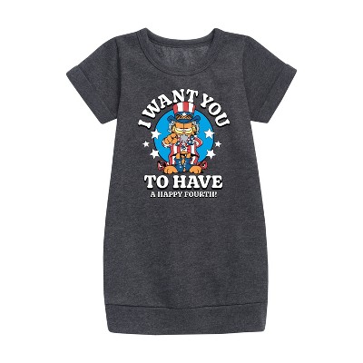 - Garfield - Want You To Have A Happy Fourth Graphic Short Sleeve Fleece Dress