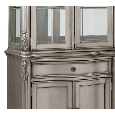 Ariadne 92" Antique Platinum China Cabinet with Glass Shelves