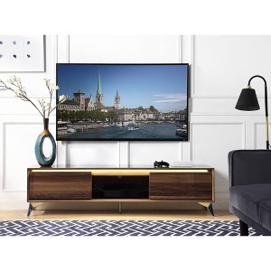 71" Composite Wood & Metal TV Stand with LED Light, 2 Door Storage, and Open Shelf for Living Room - 1 of 4