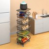 MaseiKar 6-Tier Fruit Basket Rack, Stackable Wire Basket Cart with Solid Wood Top, Kitchen Vegetable Storage & Organization - 2 of 4
