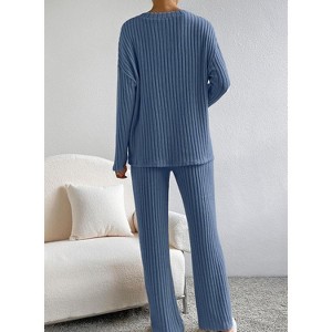 Lounge Sets for Women 2 Piece Cute Long Sleeve V Neck Tops Pajama Pants Pjs Sets Sleepwears Fall Winter Clothes Outfits - 1 of 4