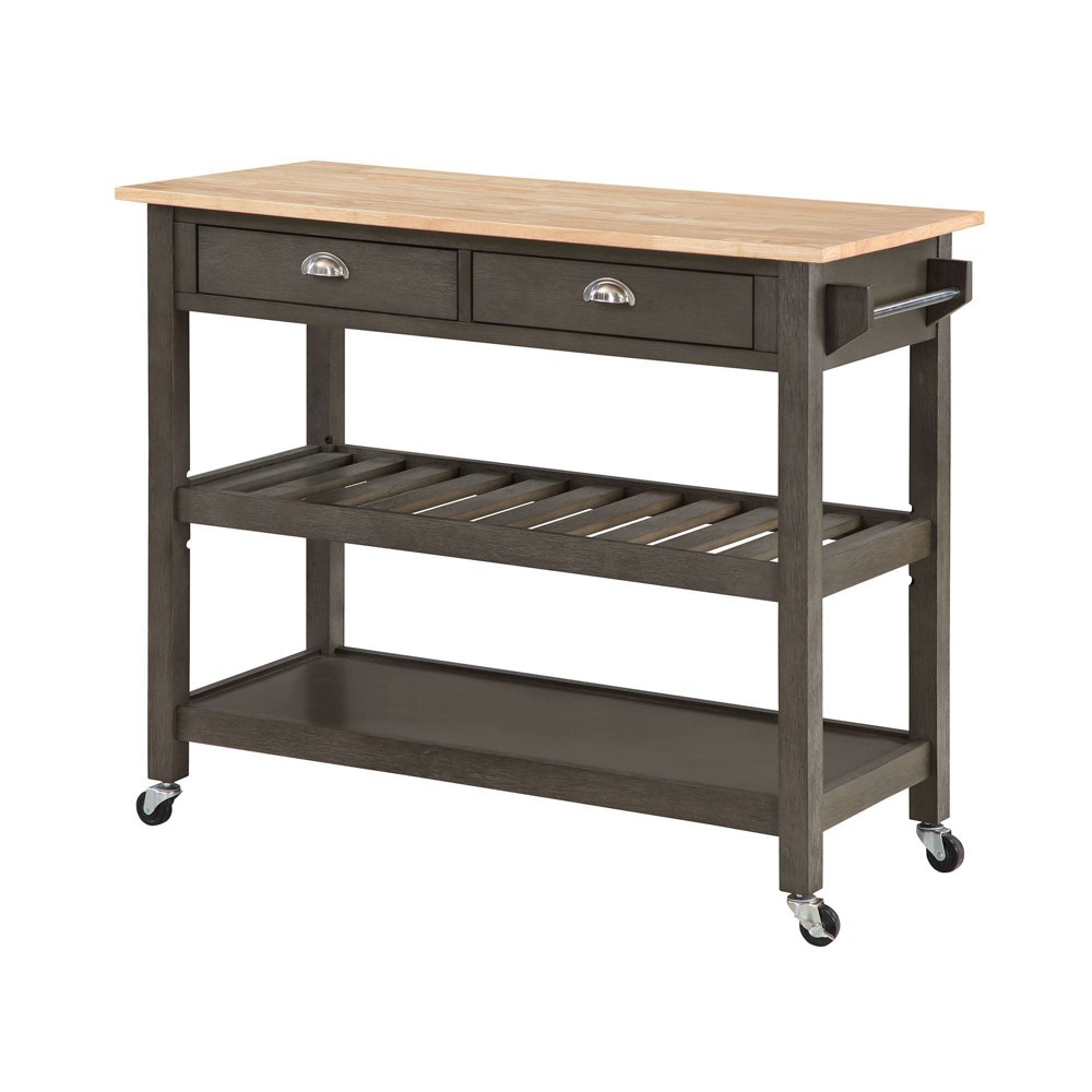 Photos - Other Furniture American Heritage 3 Tier Butcher Block Kitchen Cart with Drawers Wirebrush