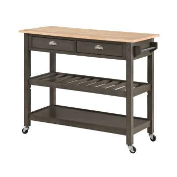 American Heritage 3 Tier Butcher Block Kitchen Cart with Drawers - Breighton Home