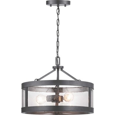 Graphite Seeded Glass 3-Light Farmhouse Ceiling Fixture