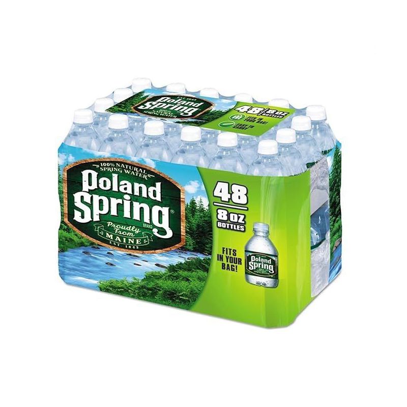 48 Pack Poland Spring Half Pint 100% Natural Spring Water, 8 Fl Oz, 1 of 2