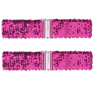 Allegra K Women's Stretchy Wide Waist Belts Interlock Buckles Shinny Sequins Decor Belts for Dresses 2 Pcs - 1 of 4