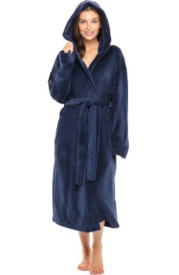 ADR Soft Plush Fleece Women's Robe with Hood, Warm Lightweight Hooded Womens Bathrobe