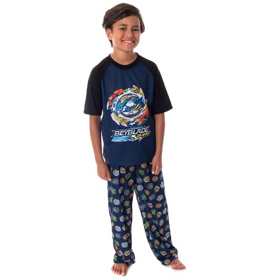 Beyblade Burst Boys' Wizard and Spinner Tops 2 Piece Pant/Raglan Pajama Set Beyblade - Ace Dragon