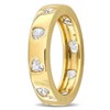 EVERLY JEWELRY | Yellow Silver 1 1/2 ct TGW Heart-Cut Created Blue Sapphire Eternity Ring - 2 of 4