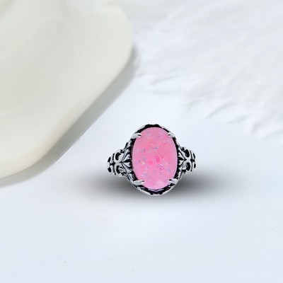 Sahara Statement Ring Oval Pink Fire Opal Women Ginger Lyne Collection - image 2