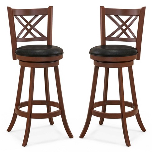 Costway 29 Swivel Bar Stools Set Of 2 Upholstered Counter Stools