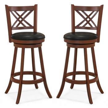 Costway 24''/29'' Swivel Bar Stools Set of 2 Upholstered Counter Stools with Cushion & Footrests
