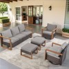 Buenhomino 5Pieces Patio Furniture Set, Outdoor Wicker Sofa Couch with Metal Armrest, Swivel Rocking Chairs, Ottomans - 2 of 4