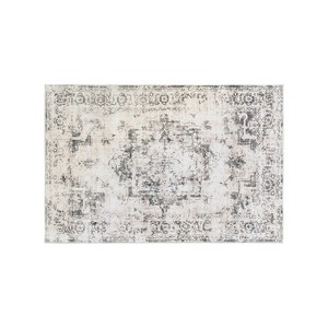 World Rug Gallery Transitional Distressed Medallion Washable Non Slip Area Rug - 1 of 4
