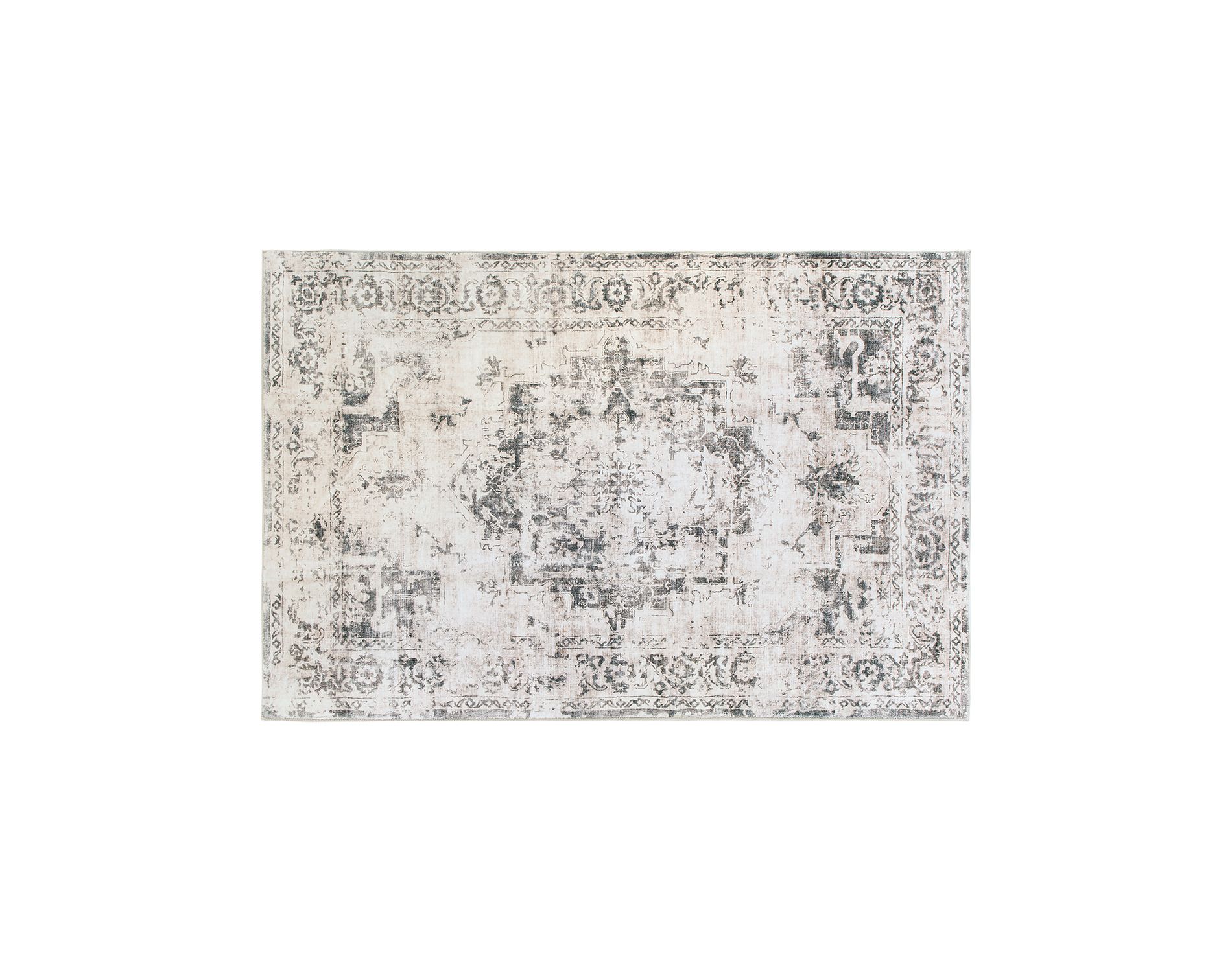 World Rug Gallery Transitional Distressed Medallion Washable Non Slip Door Mat - GRAY 2'x4':  Stain & Fade-Resistant,  Low Pile