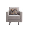 Linen Fabric Armchair with Tufted Cushions, Side Pockets and Throw Pillow for Living Room - 4 of 4