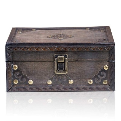 Brynnberg 8" Gray Wooden Treasure Chest with Brass Lock