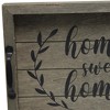 HomeRoots 16" Dark Gray And Black Home Sweet Home Serving Tray With Handles And LED Lights - 4 of 4