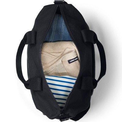 Black Cotton Canvas Weekender Duffel Bag with Shoulder Strap