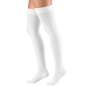 Truform 20-30 mmHg Compression Stockings for Men and Women, Thigh High Length, Dot Top, Closed Toe - 1 of 4