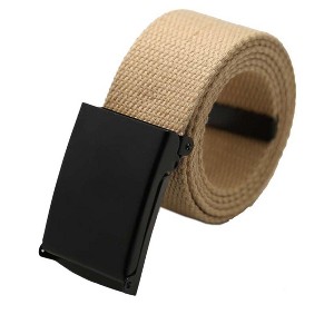 Unique Bargains Neutral Canvas No Holes Slide Buckle Adjustable Waist Belt 1 Pc - 1 of 4