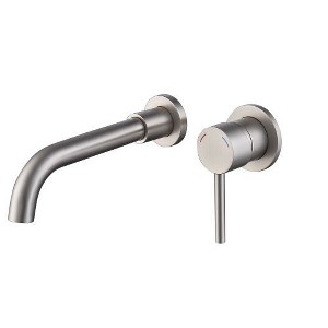 Wall-Mounted Single-Handle Faucet for Bathroom Sink or Tub, with 2-Hole Brass Valve Kit Included, Finished in Matte Black - 1 of 4