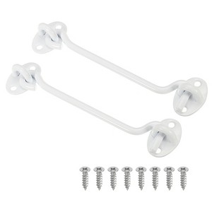 Unique Bargains Carbon Steel Carbon Steel Hook Eye Latch 2 Pcs with 8 Screws - 1 of 4