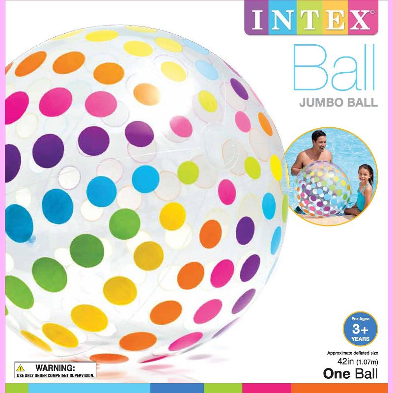 Intex Jumbo Inflatable Glossy Big Polka-Dot Colorful Giant Beach Ball (12 Pack), 4 of 7