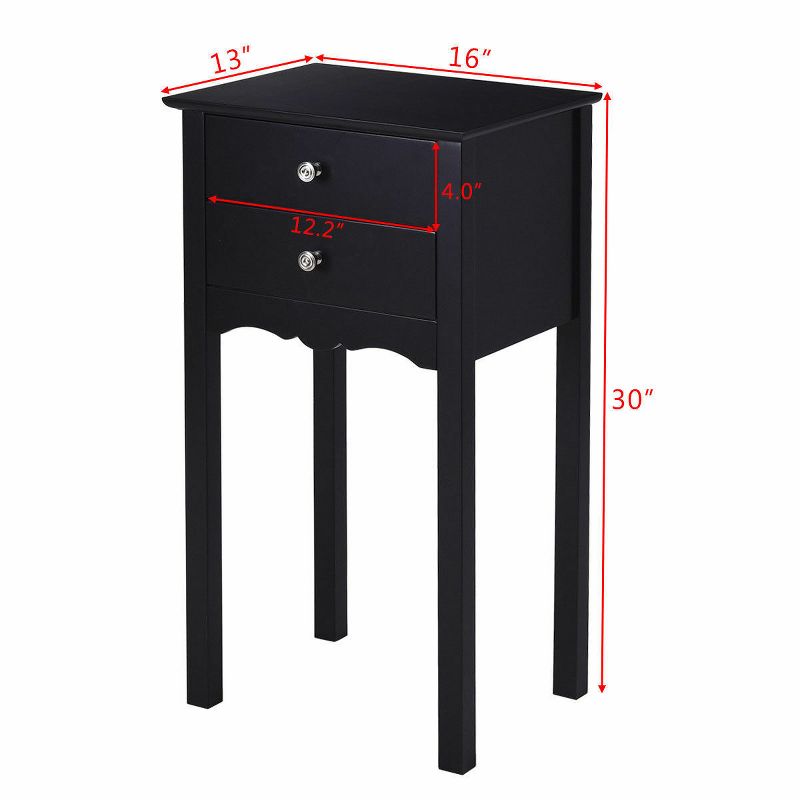 Costway 2 PCS Side Table End Accent Table Night Stand W/ 2 Drawers Black, 2 of 10