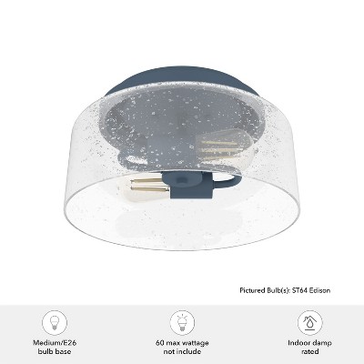 Indigo Blue Hartland Seeded Glass LED Flush Mount Light