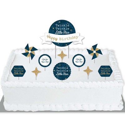 Big Dot of Happiness Twinkle Twinkle Little Star - Birthday Party Cake Decorating Kit - Happy Birthday Cake Topper Set - 11 Pieces