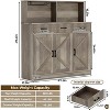 Whizmax Farmhouse Sideboard Buffet Cabinet with Microwave Stand, Barn Doors Buffet Storage Cabinet with Drawers and Shelves, Wood Coffee Bar Cabinet - 2 of 4